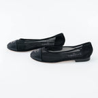 Black Mesh Crystal Embellished Ballet Flats Size 36.5C
