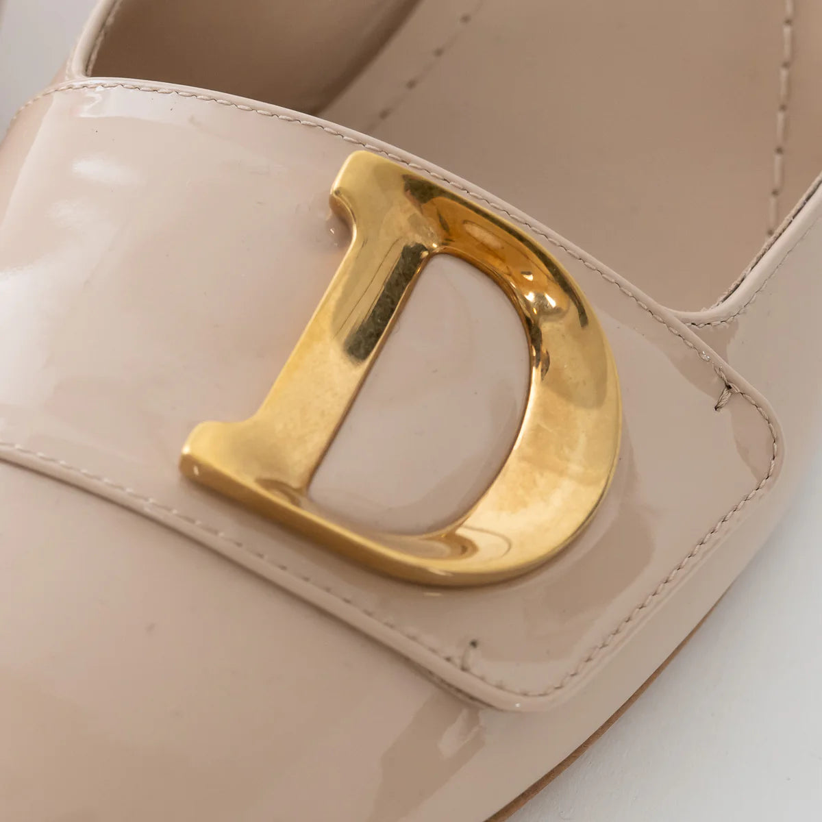 Beige Patent Leather C'est Slingback Sandals Size 38/38.5