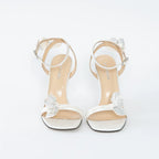 White Satin Wonder Tulip Sandals Size 38