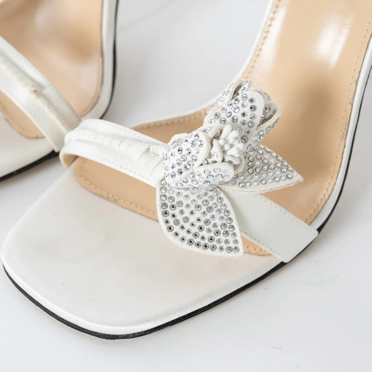 White Satin Wonder Tulip Sandals Size 38