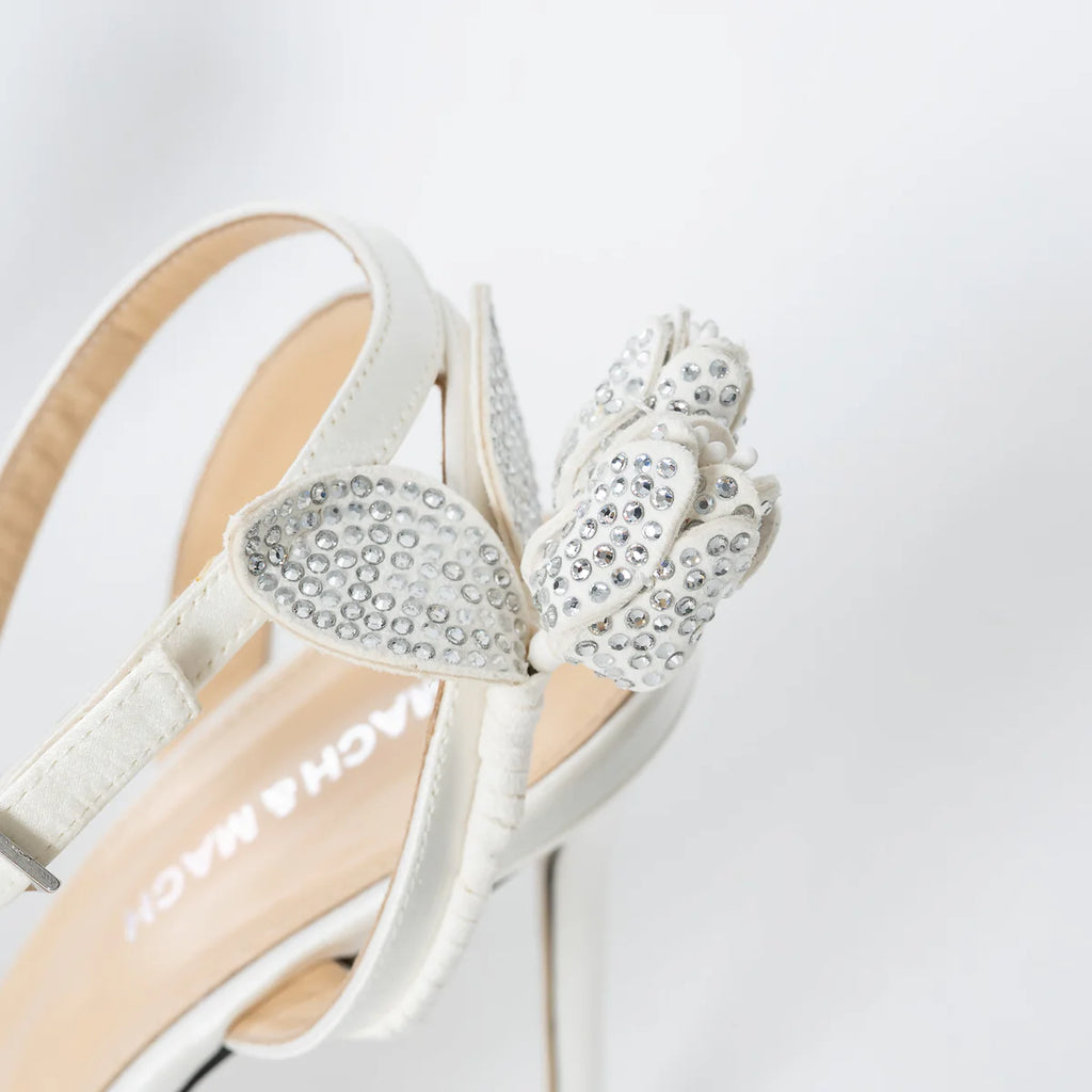 White Satin Wonder Tulip Sandals Size 38