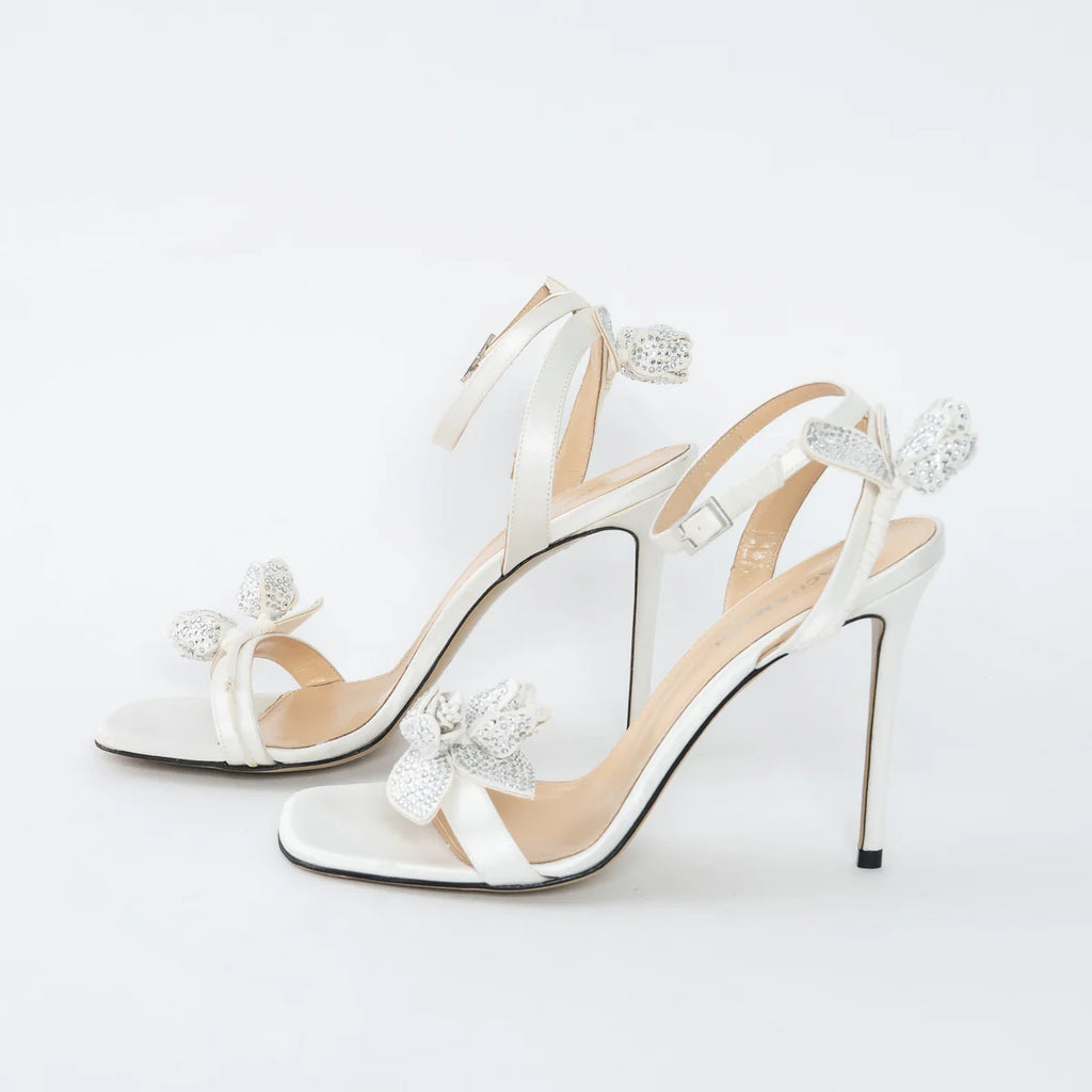 White Satin Wonder Tulip Sandals Size 38