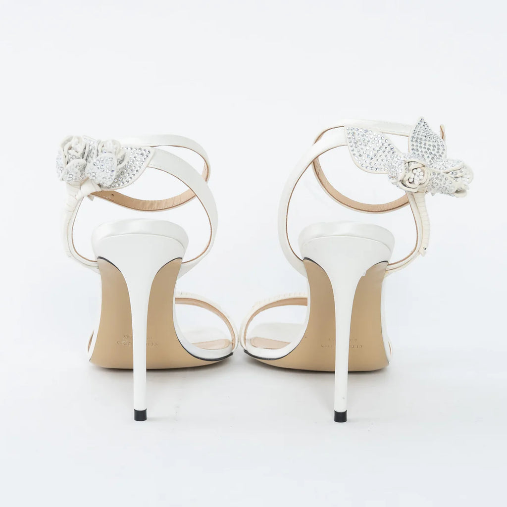 White Satin Wonder Tulip Sandals Size 38