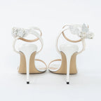 White Satin Wonder Tulip Sandals Size 38