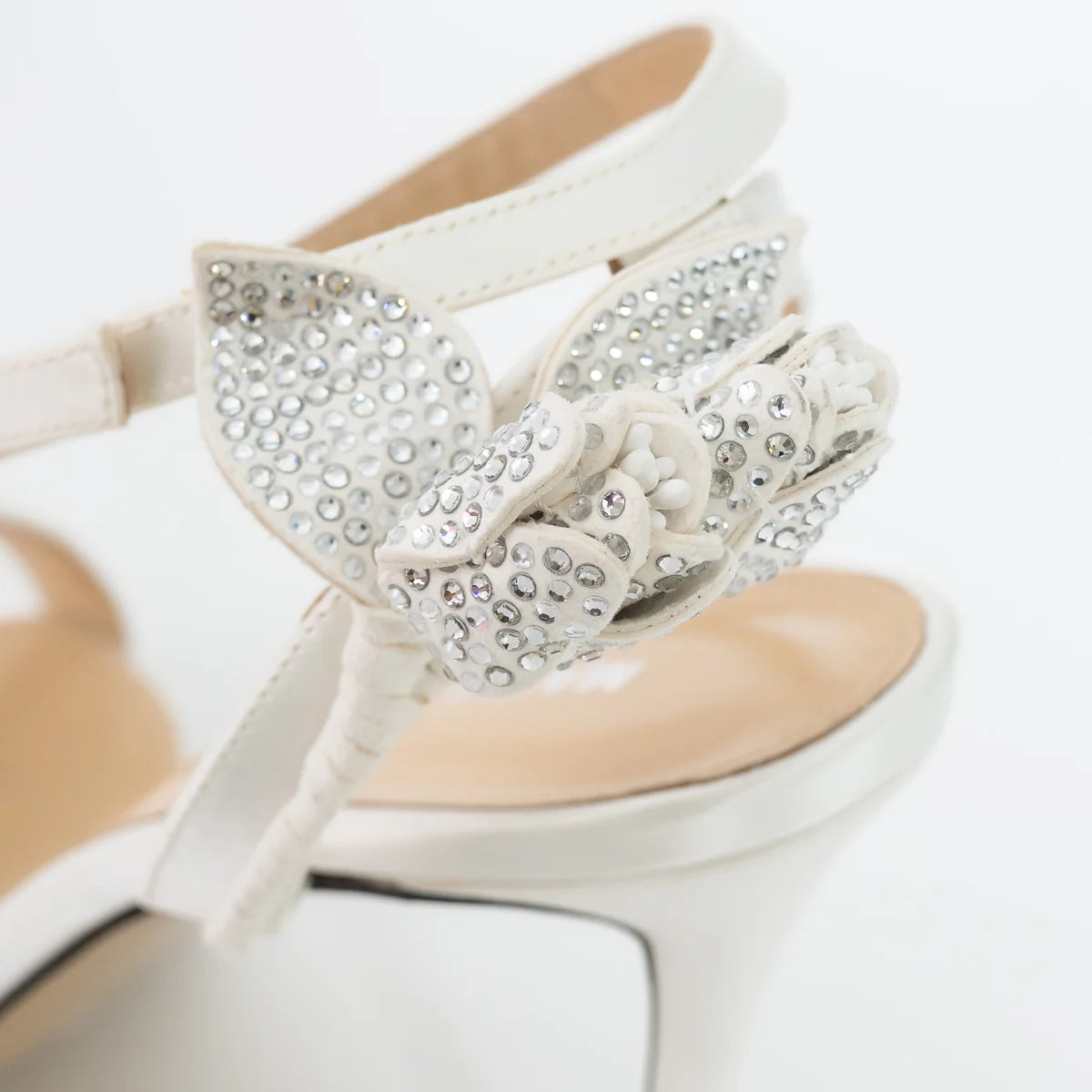 White Satin Wonder Tulip Sandals Size 38