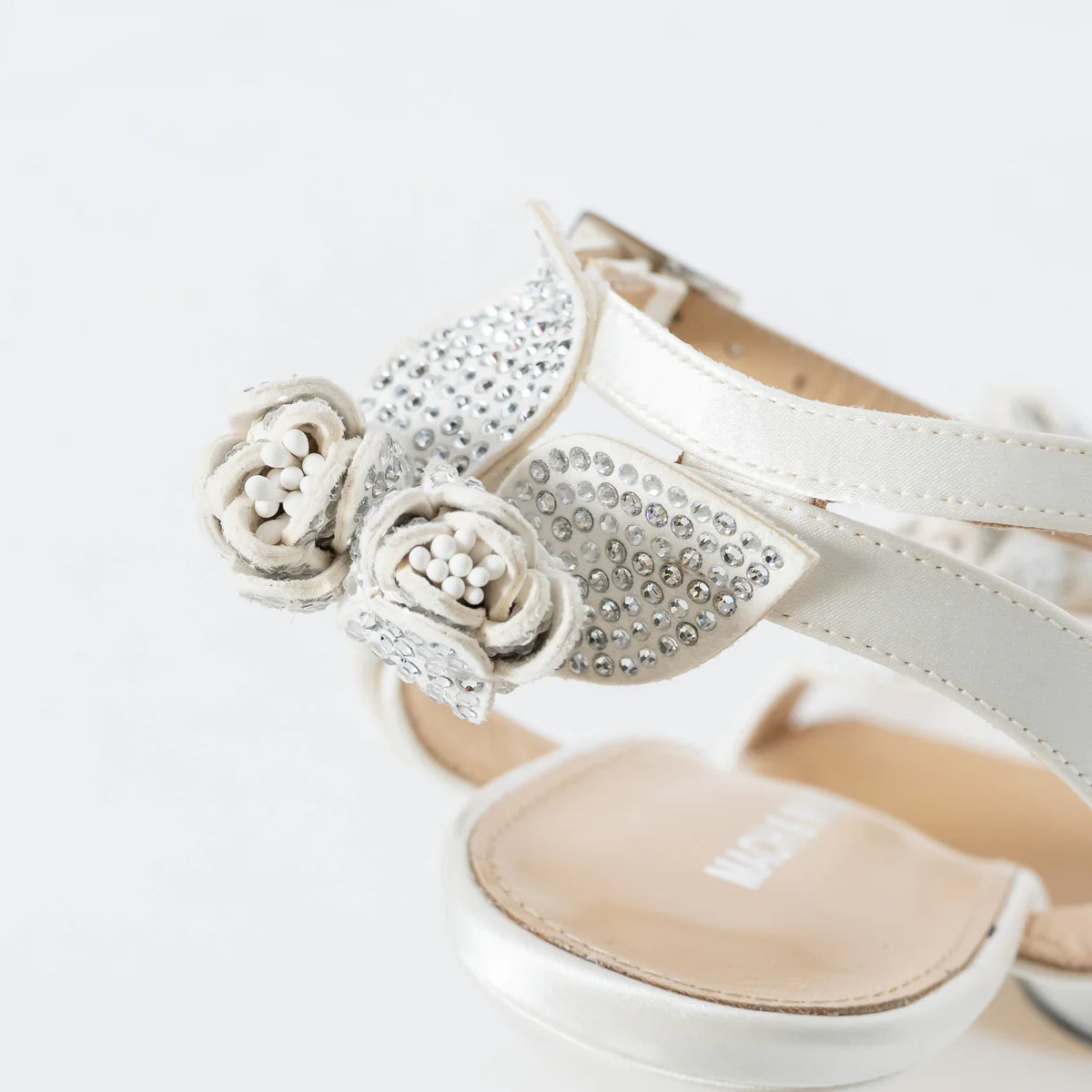 White Satin Wonder Tulip Sandals Size 38
