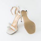 White Satin Wonder Tulip Sandals Size 38