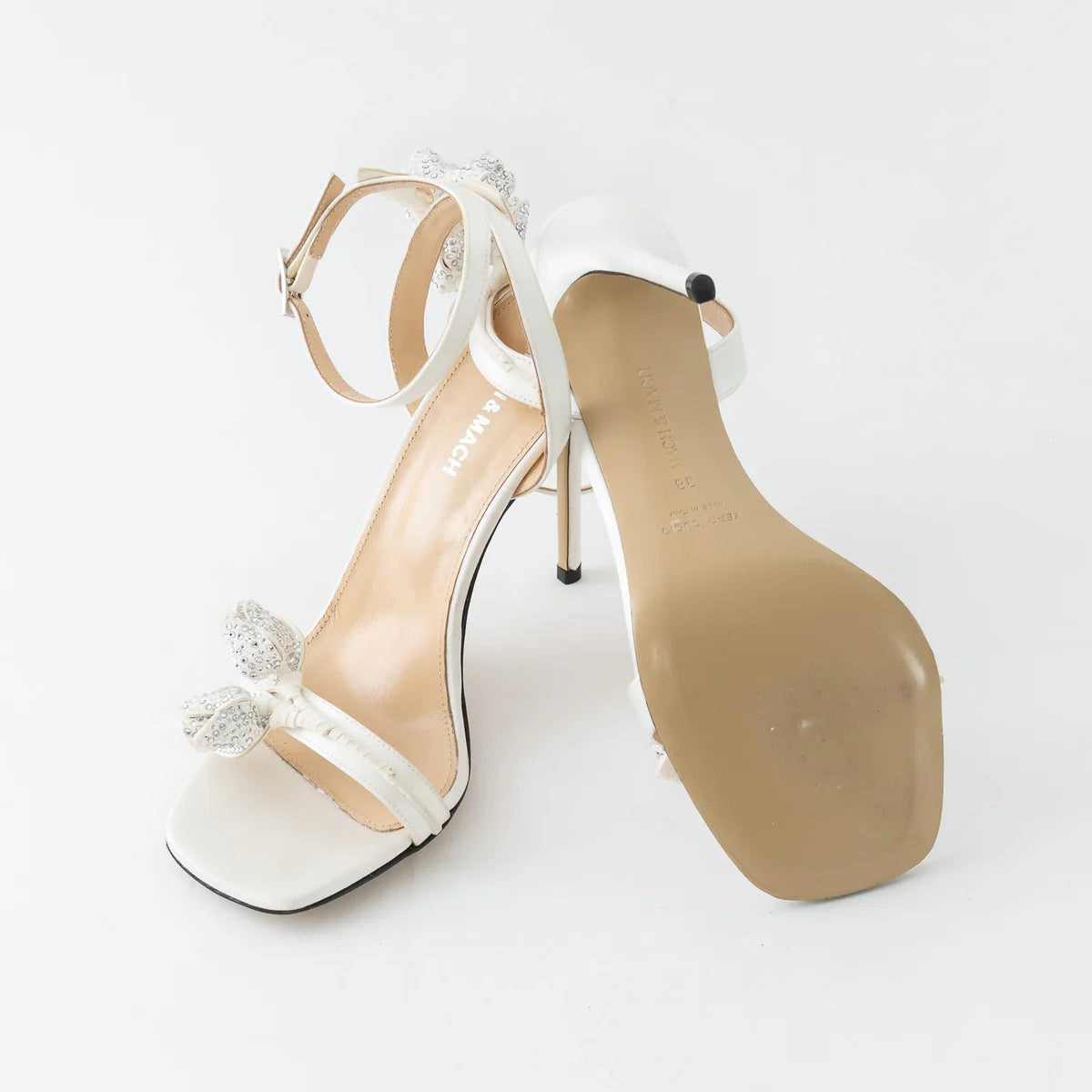 White Satin Wonder Tulip Sandals Size 38