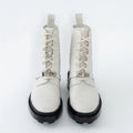 White Leather Combat Boots Size 37.5