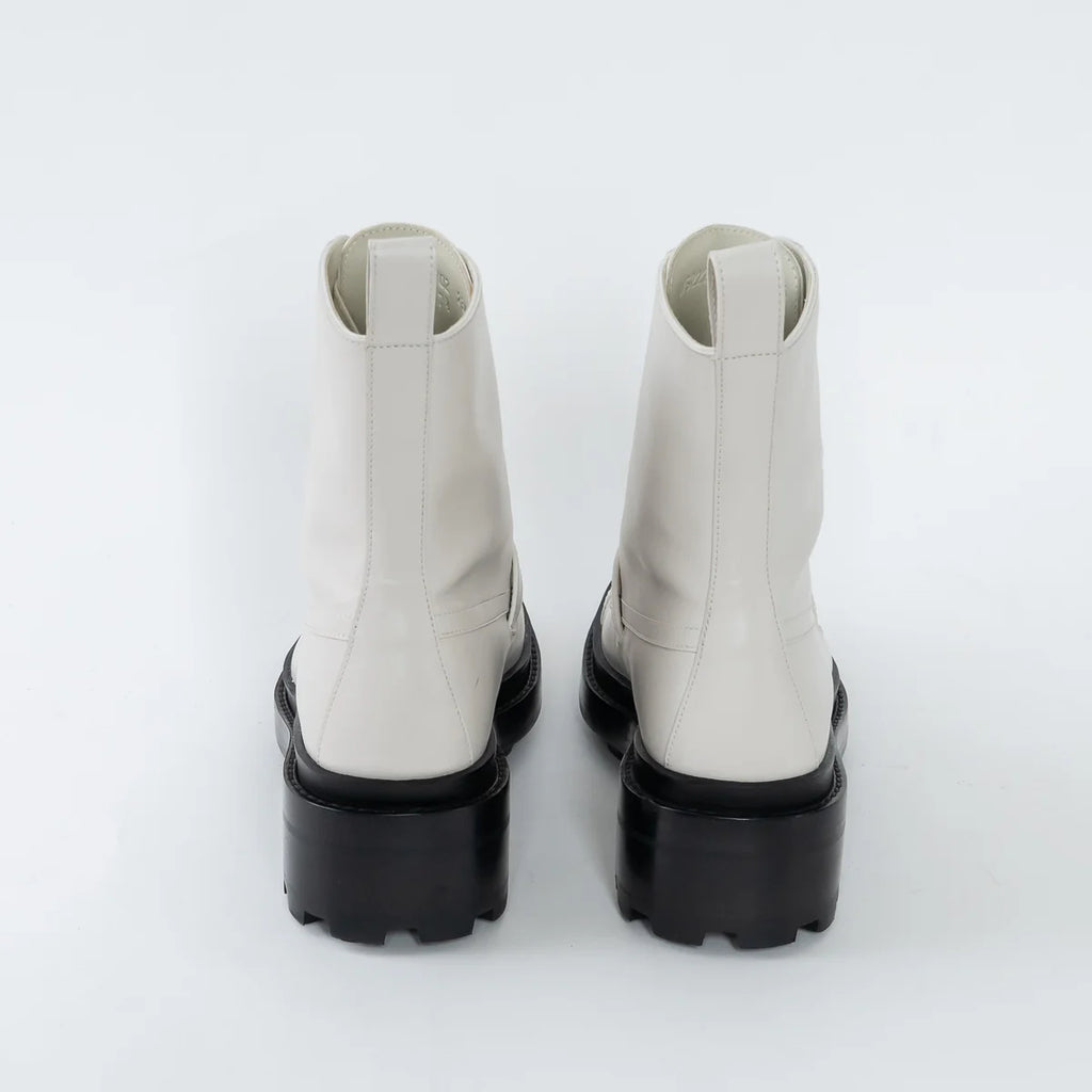 White Leather Combat Boots Size 37.5