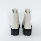 White Leather Combat Boots Size 37.5