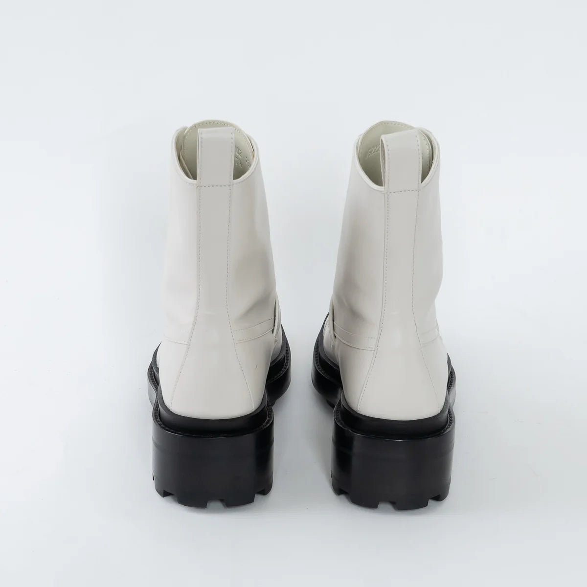 White Leather Combat Boots Size 37.5