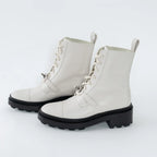 White Leather Combat Boots Size 37.5