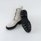 White Leather Combat Boots Size 37.5
