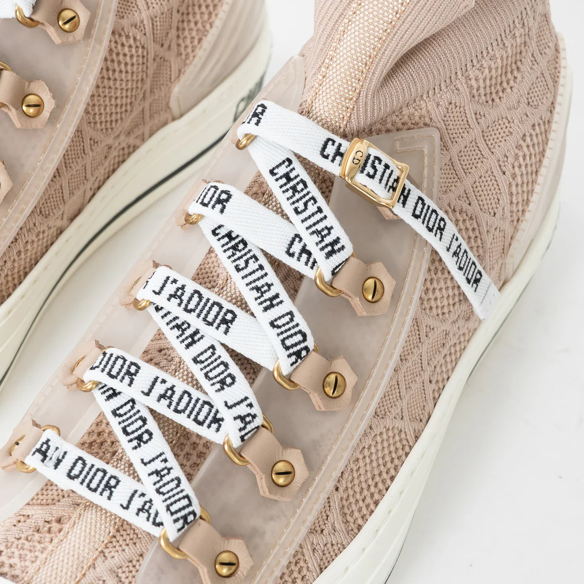Tan Cotton Knit Walk'n'Dior Sneakers Size 37/39