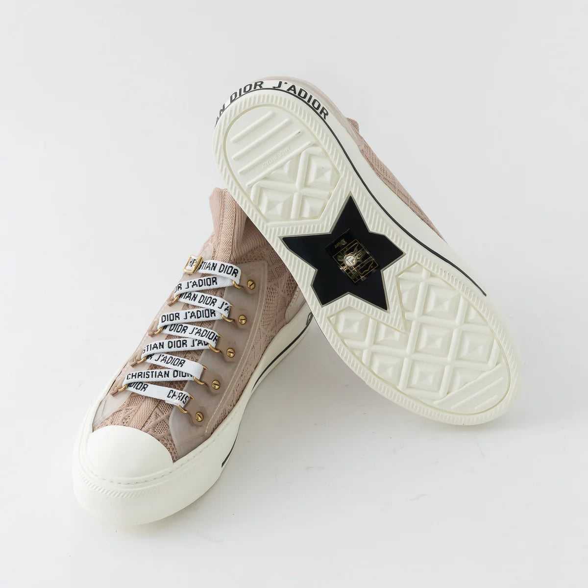 Tan Cotton Knit Walk'n'Dior Sneakers Size 37/39