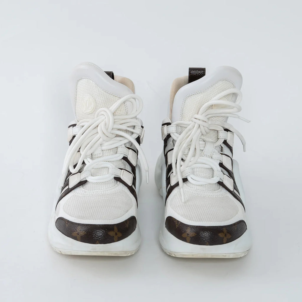 White Technical Fabric and Monogram Canvas Arclight Sneakers Size 38
