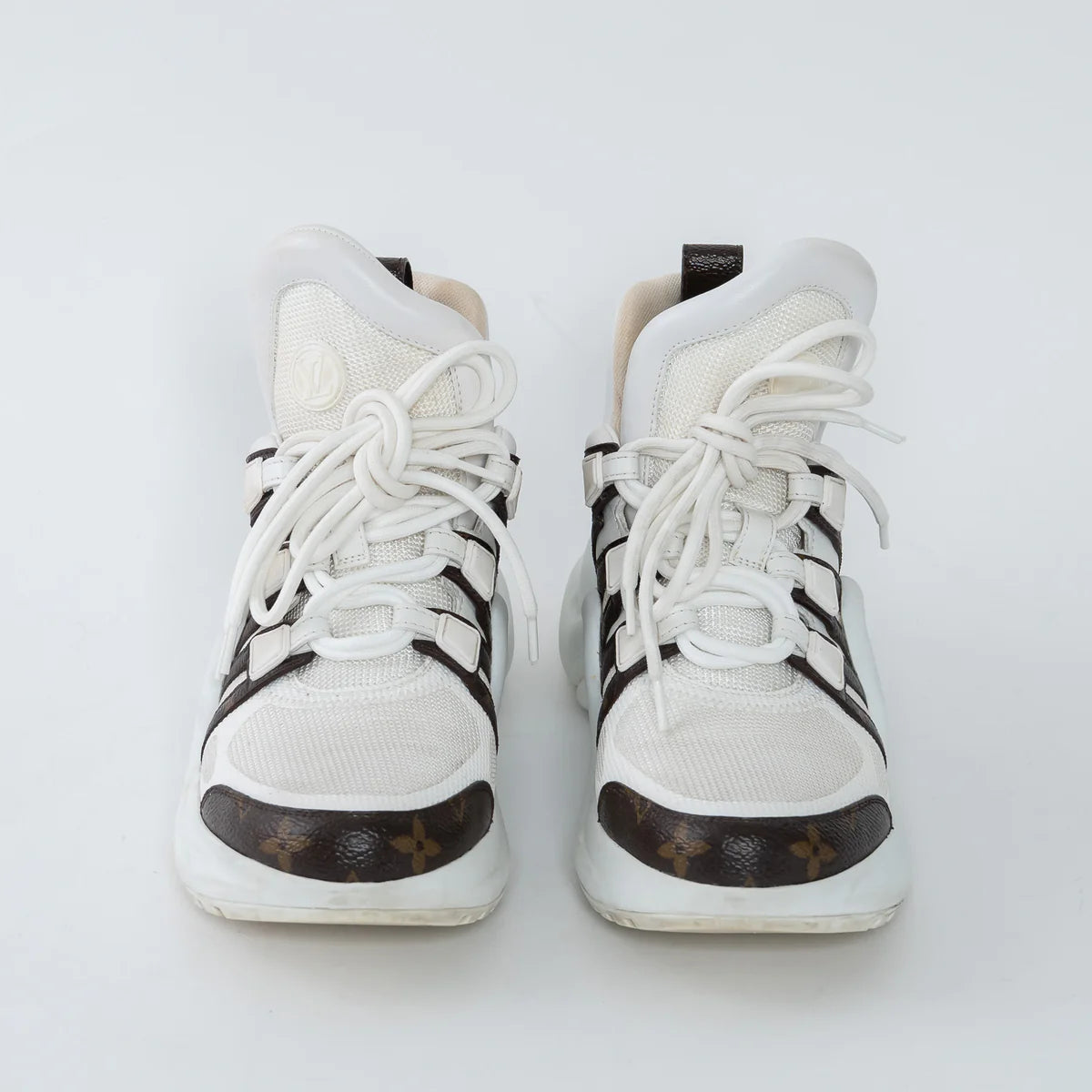 White Technical Fabric and Monogram Canvas Arclight Sneakers Size 38