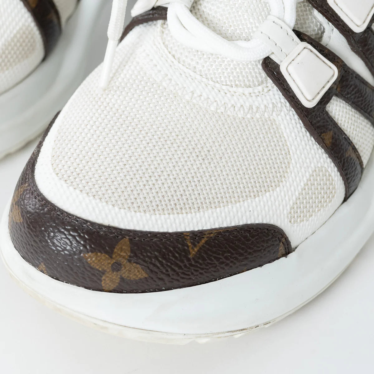 White Technical Fabric and Monogram Canvas Arclight Sneakers Size 38