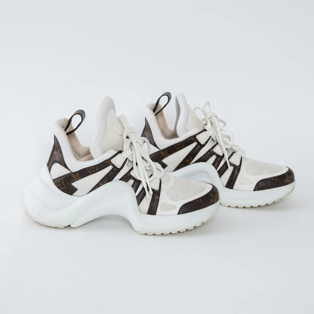 White Technical Fabric and Monogram Canvas Arclight Sneakers Size 38