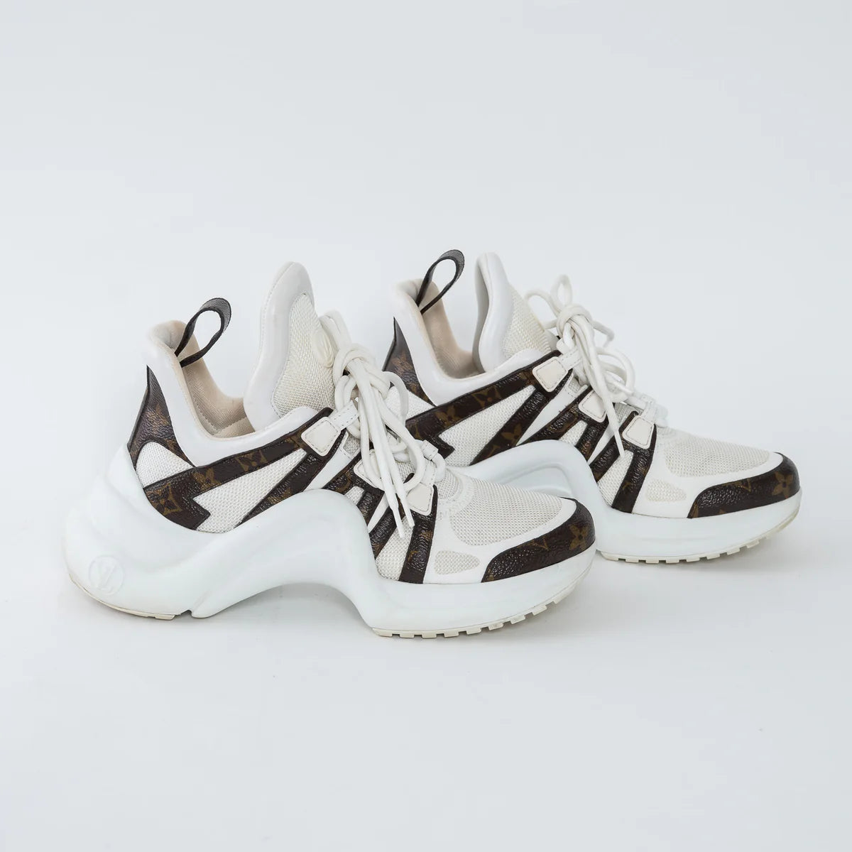 White Technical Fabric and Monogram Canvas Arclight Sneakers Size 38