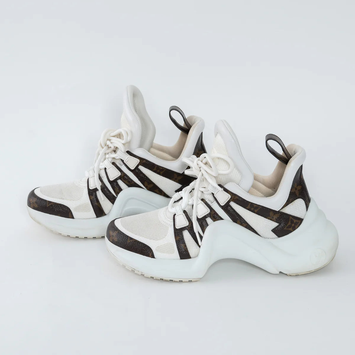 White Technical Fabric and Monogram Canvas Arclight Sneakers Size 38