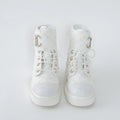 White Tweed Brave Combat Boots Size 37.5C