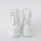 White Tweed Brave Combat Boots Size 37.5C