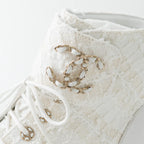 White Tweed Brave Combat Boots Size 37.5C