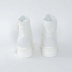 White Tweed Brave Combat Boots Size 37.5C