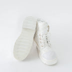 White Tweed Brave Combat Boots Size 37.5C