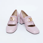 Blush Leather VLogo Pumps with Fringe Detail Size 41