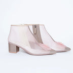 Blush Pink Mesh Booties with Camellia Detail Size 38