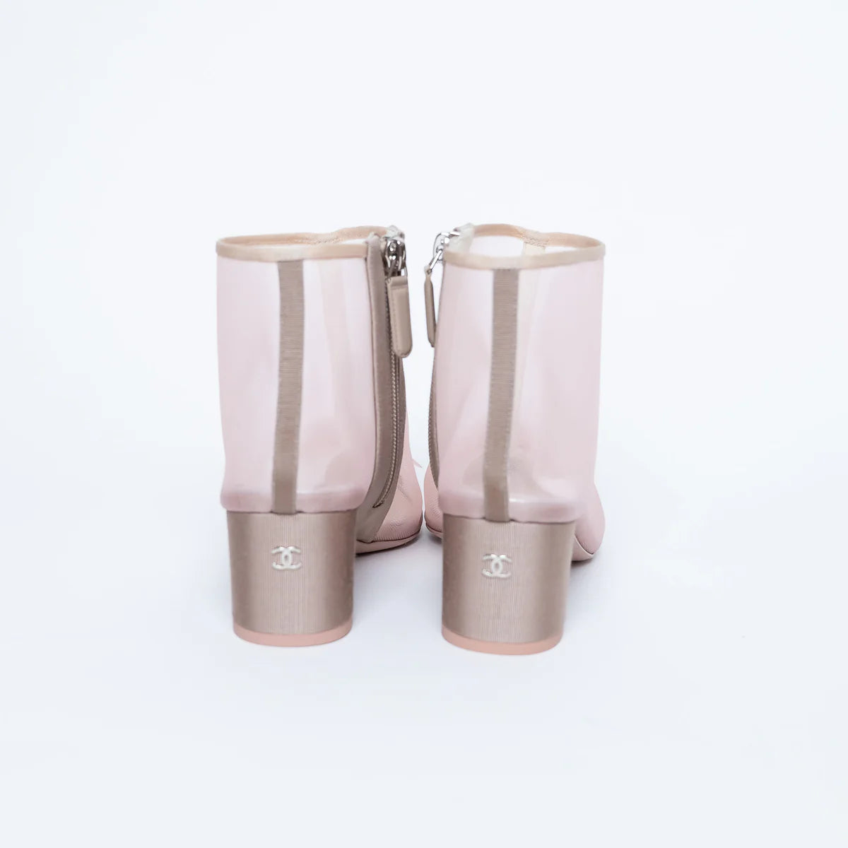 Blush Pink Mesh Booties with Camellia Detail Size 38