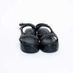 Quilted Leather Platform Sandals with Chain Details Size 39.5