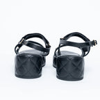 Quilted Leather Platform Sandals with Chain Details Size 39.5