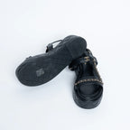 Quilted Leather Platform Sandals with Chain Details Size 39.5
