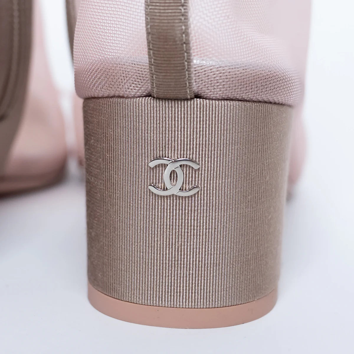 Blush Pink Mesh Booties with Camellia Detail Size 38