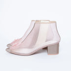 Blush Pink Mesh Booties with Camellia Detail Size 38
