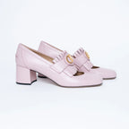 Blush Leather VLogo Pumps with Fringe Detail Size 41