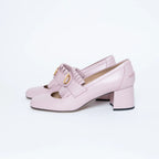 Blush Leather VLogo Pumps with Fringe Detail Size 41