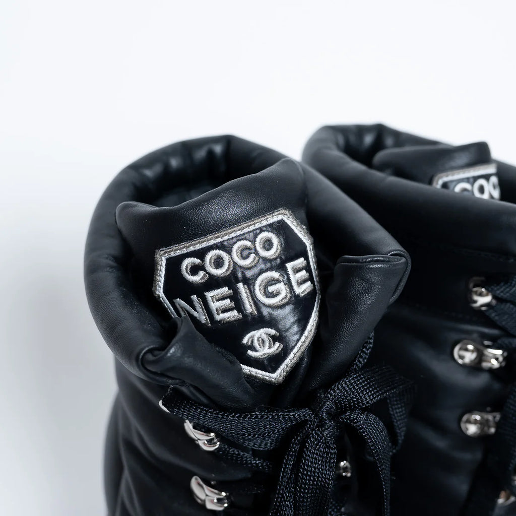 Coco Neige" Black Leather Winter Boots Size 38