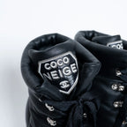 Coco Neige" Black Leather Winter Boots Size 38