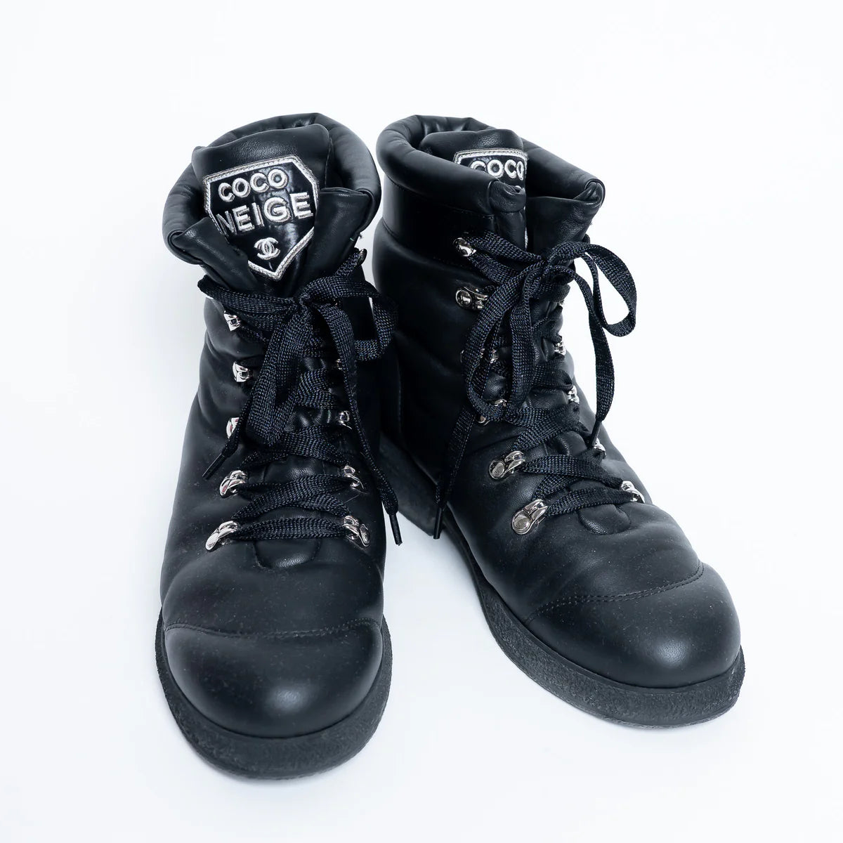 Coco Neige" Black Leather Winter Boots Size 38
