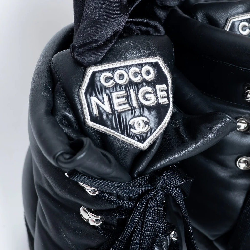 Coco Neige" Black Leather Winter Boots Size 38