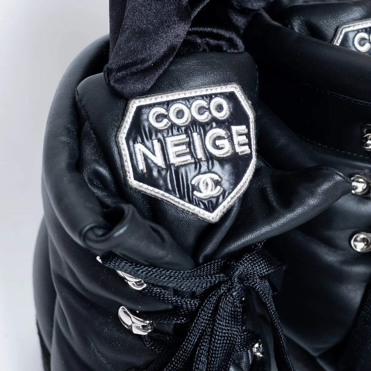 Coco Neige" Black Leather Winter Boots Size 38