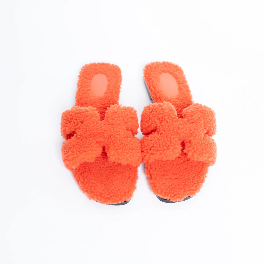 Orange Shearling Oran Sandals Size 39 Coeur Cult Core