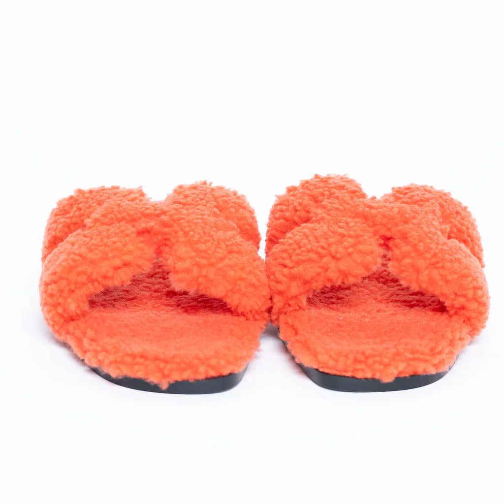 Orange Shearling Oran Sandals Size 39 Coeur Cult Core