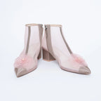Blush Pink Mesh Booties with Camellia Detail Size 38