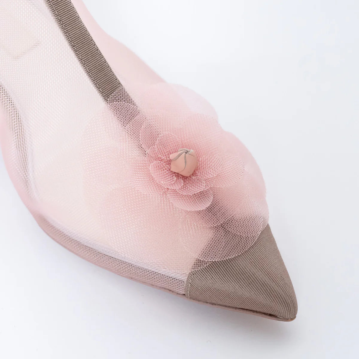 Blush Pink Mesh Booties with Camellia Detail Size 38